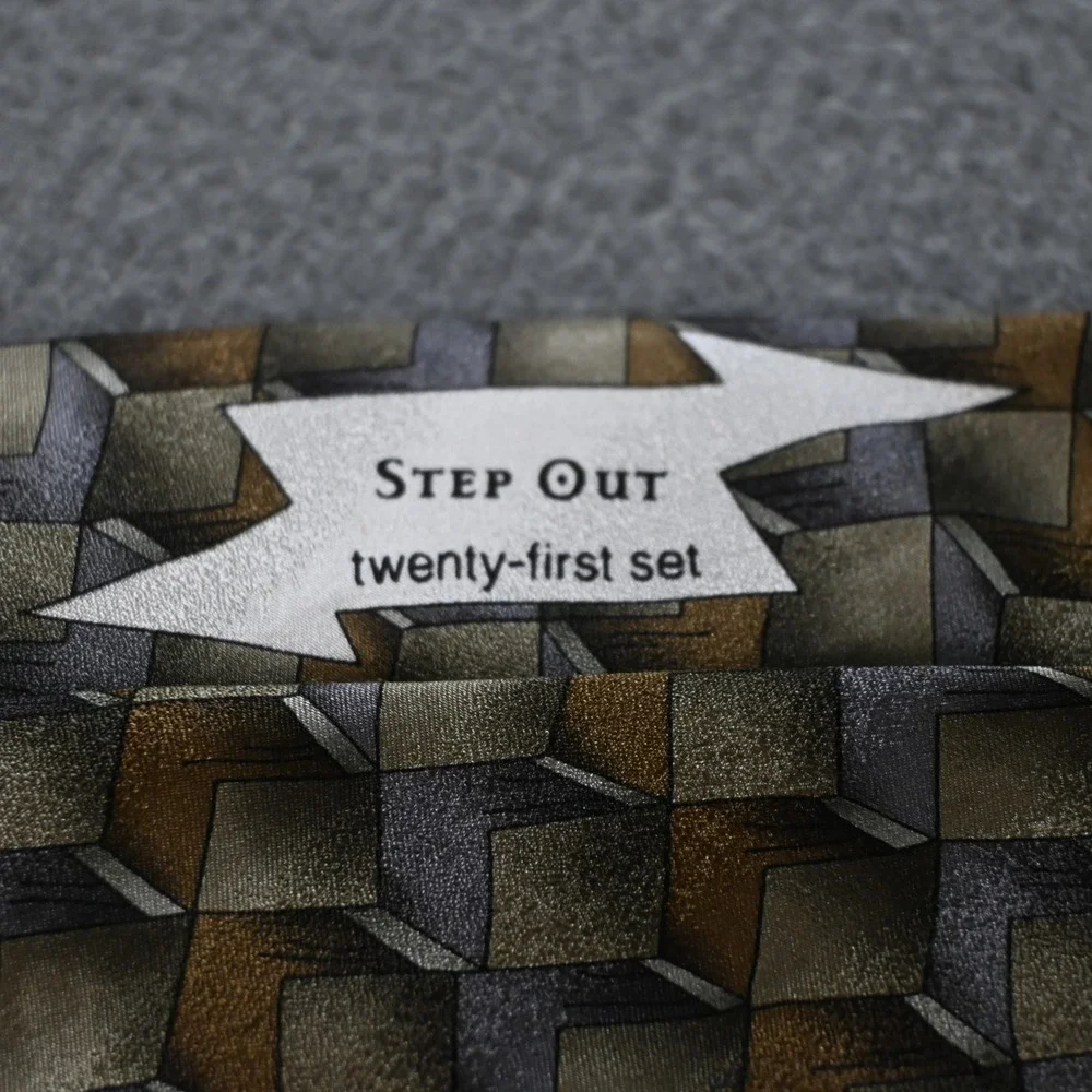 Grateful Dead Mens‎ Step Out Twenty-First Set Silk Tie OS Gold Grey Geometric